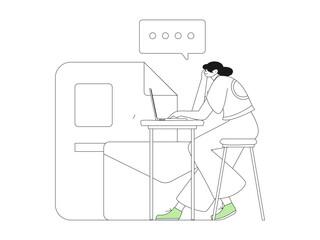 Virtual characters social communication concept business flat vector hand drawn illustration
