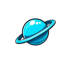 blue planet with rings emoji illustration