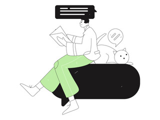 Virtual characters social communication concept business flat vector hand drawn illustration
