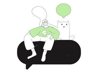 Virtual characters social communication concept business flat vector hand drawn illustration
