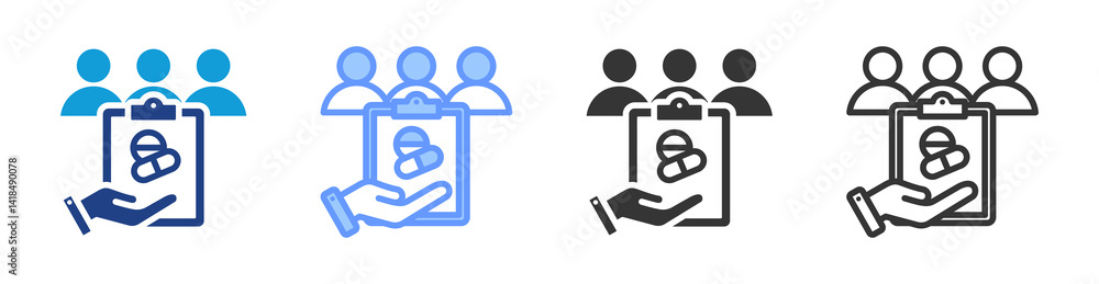 Poster Interventional Study icon set multiple style collection