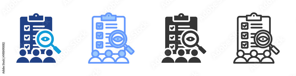 Poster Observational Study icon set multiple style collection