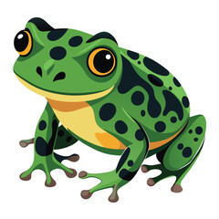 A textured, moss-like frog with dark blotches and suction-cup toes is isolated against a stark white background.