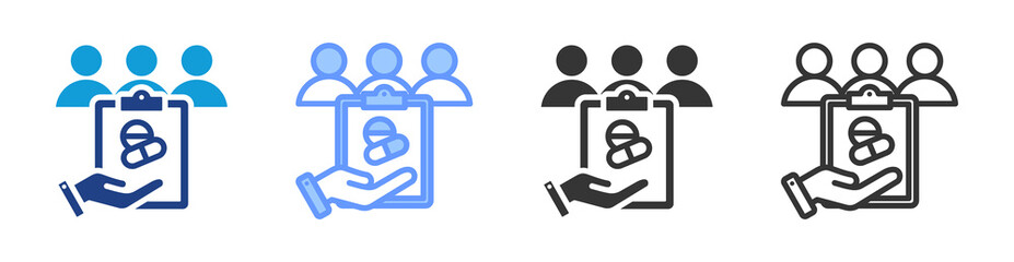 Interventional Study icon set multiple style collection