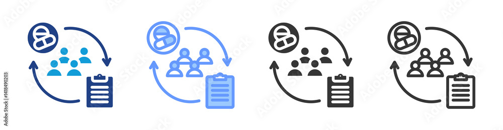 Poster Study Population icon set multiple style collection