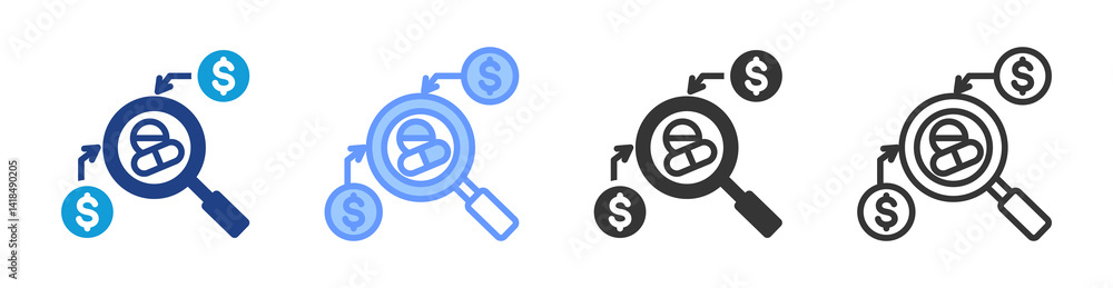 Poster study sponsor icon set multiple style collection