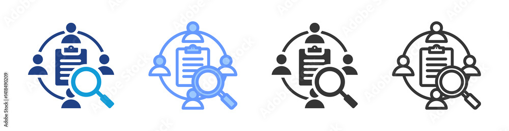 Aufkleber study team icon set multiple style collection