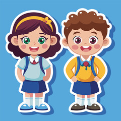 Happy schoolchildren in uniform