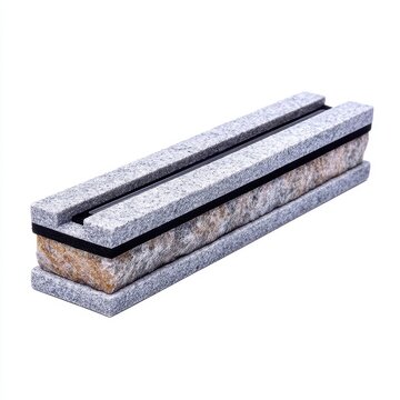 Detailed Rectangular Object in Silver Black and Light Brown Layers with Granular Texture