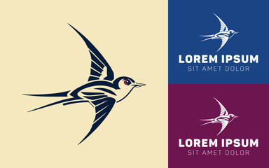 Minimalist Two-Color Bird Icon with Clean and Simple Lines