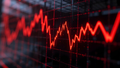 Fluctuating Line Graph Displayed in Red on a Dark Background