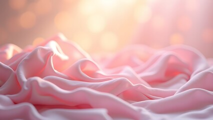 Soft Pink Fabric Waves with Bokeh Light Background Abstract Texture Design (99 char)