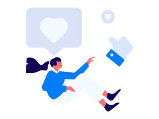 Virtual characters social communication concept business flat vector hand drawn illustration
