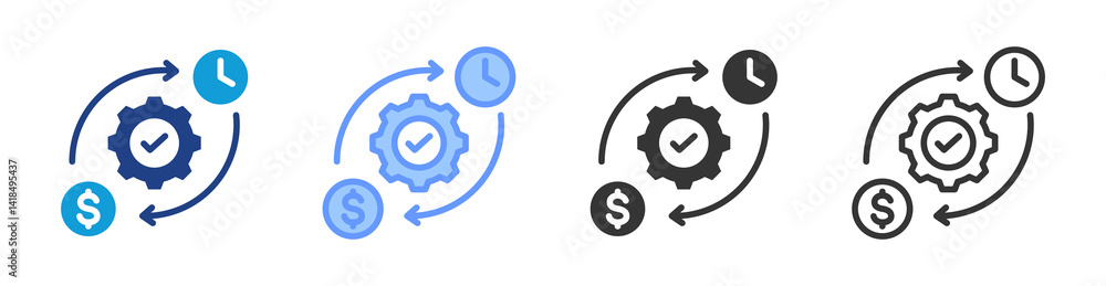 Aufkleber Efficiency icon set multiple style collection