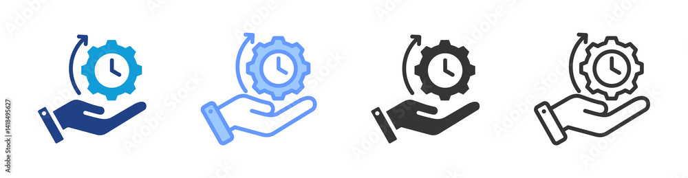 Poster Time Management Skills icon set multiple style collection