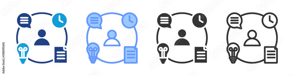 Poster organizational skills icon set multiple style collection
