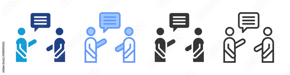 Poster Communication Skills icon set multiple style collection