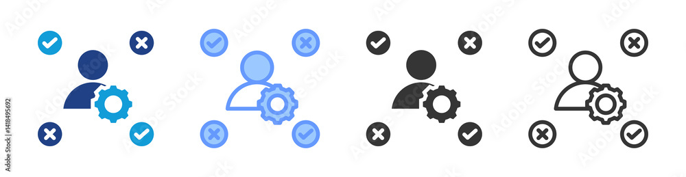 Aufkleber Decision Making Skills icon set multiple style collection