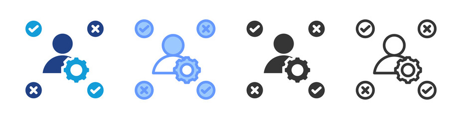 Decision Making Skills icon set multiple style collection