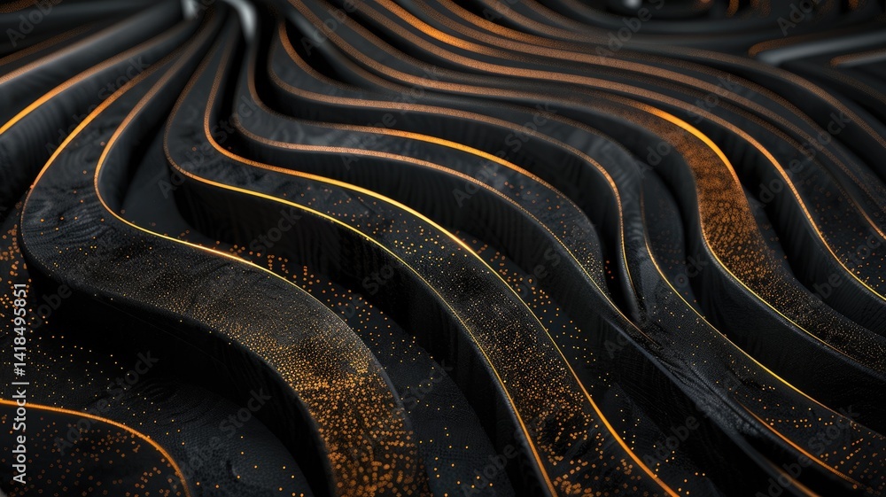 Aufkleber abstract black and gold textured diagonal lines with paint splatter. abstract image of black wall wi