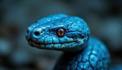 Obraz premium Close-up of a vibrant blue snake