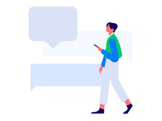 Virtual characters social communication concept business flat vector hand drawn illustration
