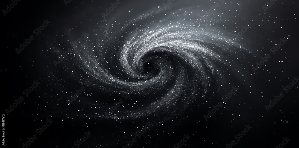 Wall mural a mesmerizing swirling vortex of white dust against a dark background creates an abstract galaxy eff
