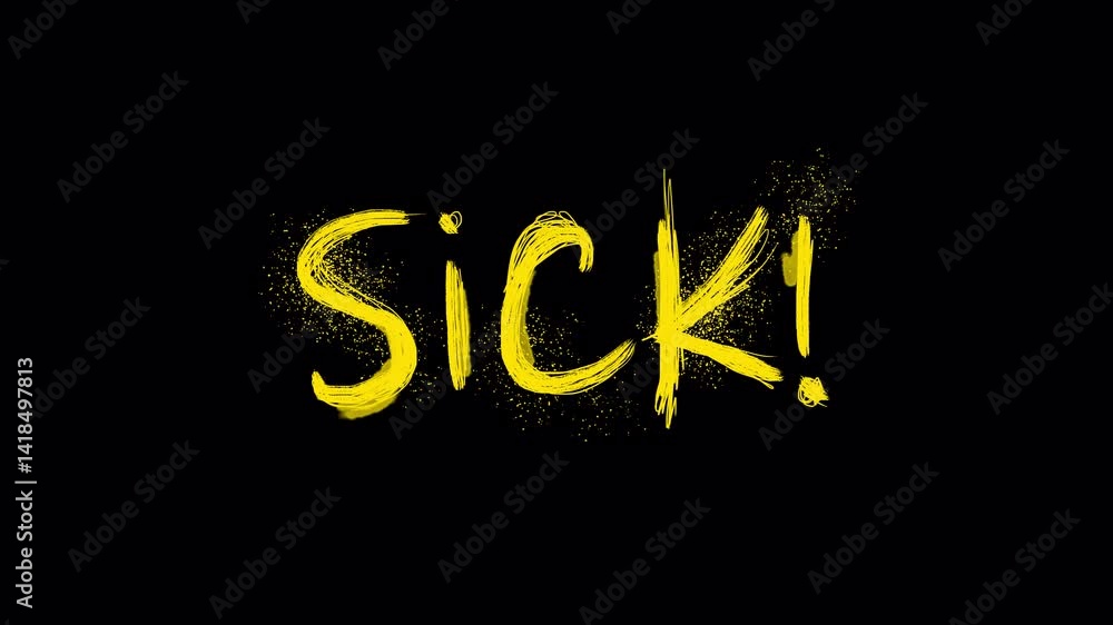 Poster sick text brush stroke animation element