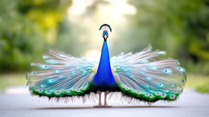 Majestic peacock displaying vibrant plumage
