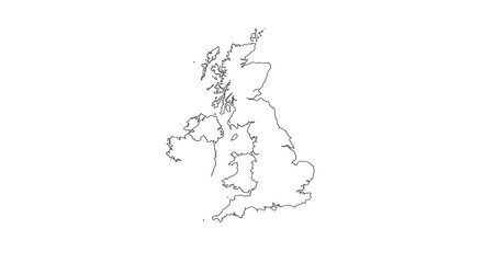 Hand-Drawn Line Art Map of the British Isles