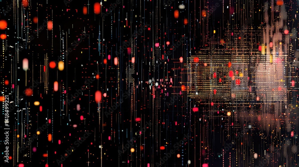 Poster abstract complex glitch with pixel effect in tech background use shading and glitches texture expres