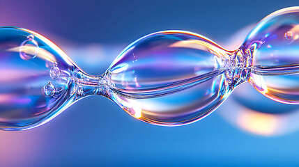 Iridescent bubbles chain, science background
