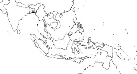 Southeast Asia Outline Map: Archipelago & Mainland Borders