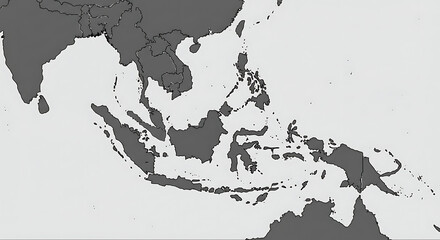 Southeast Asia Political Map: Archipelago & Mainland Grey Tones
