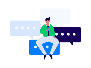 Virtual characters social communication concept business flat vector hand drawn illustration
