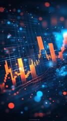 Glowing Stock Market Chart with Data Visualization