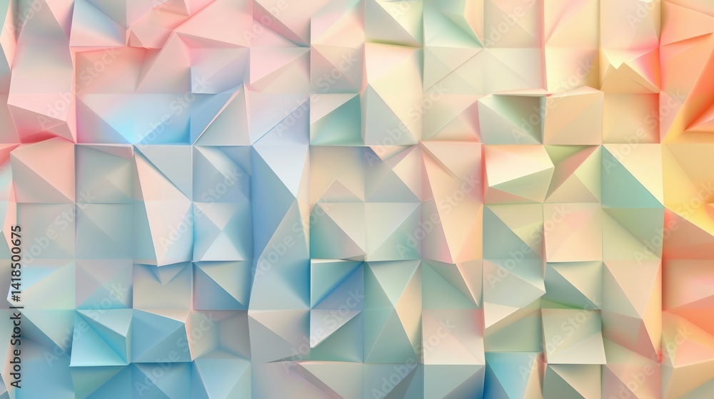 Poster geometric pattern of overlapping textured tiles in soft pastel tones. digital art for modern design.