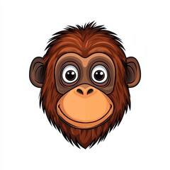 Obraz premium Cartoon illustration of a friendly monkey face with large eyes and a slight smile