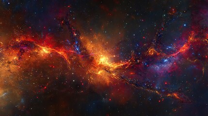 Fototapeta premium A vibrant tapestry of cosmic nebulae, swirling with fiery colors.