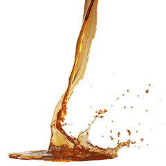 Flowing Liquid Splash with Bubbles Isolated on Transparent Background for Beverage or Cooking Projects
