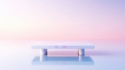 Empty marble display podium, soft pastel colors