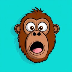 Fototapeta premium Cartoon illustration of a monkey's face with wide eyes and an open mouth
