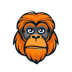 Fototapeta premium Illustration of an orangutan's face with expressive eyes and detailed fur