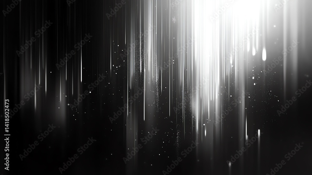 Aufkleber glowing white light streaks fall against a dark background creating an abstract and dramatic effect.
