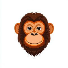 Cartoon illustration of a cheerful monkey with dark brown fur and a wide smile