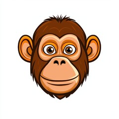 Cartoon monkey face illustration with large expressive eyes and brown fur
