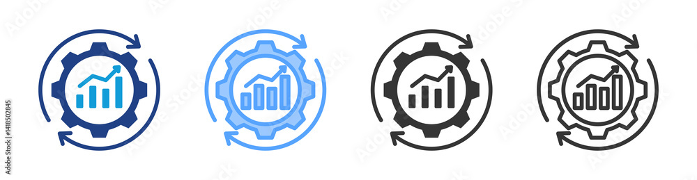 Poster Business Automation icon set multiple style collection