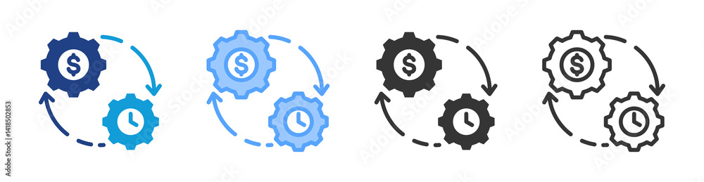 Poster Business Process icon set multiple style collection