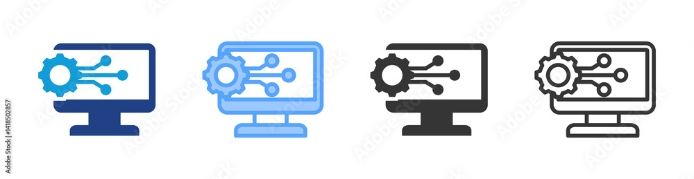 Poster Digital Transformation icon set multiple style collection