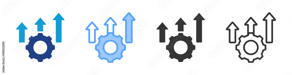 Poster Increase Productivity icon set multiple style collection
